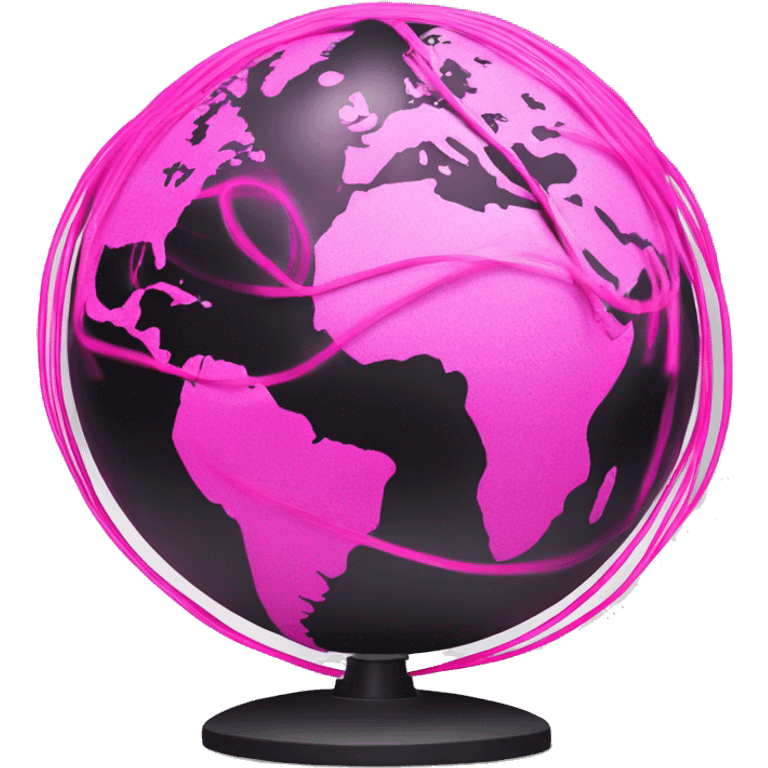 Hot pink fiber optic cable wrapped around a globe  emoji