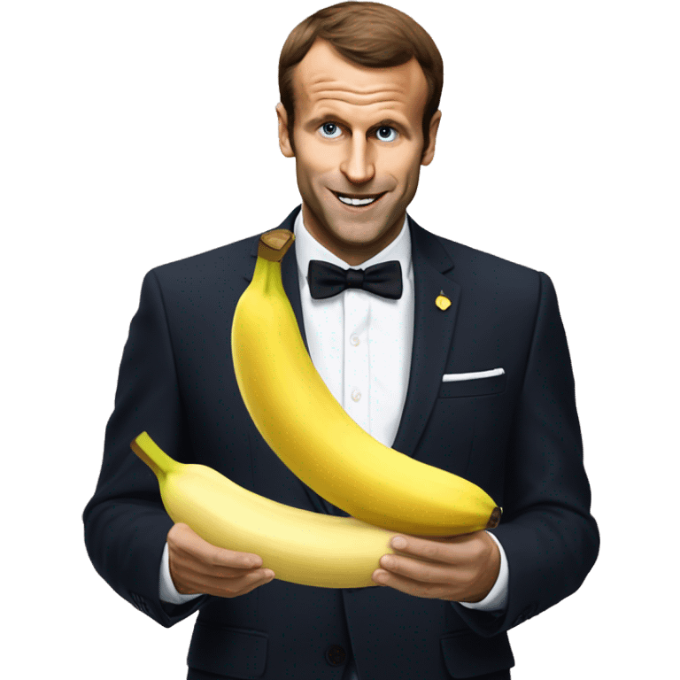 Macron eat banana emoji