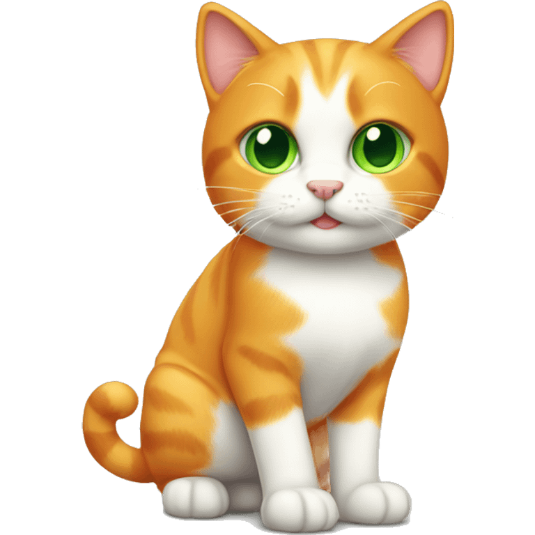 orange cat green eyes cute full body cat emoji