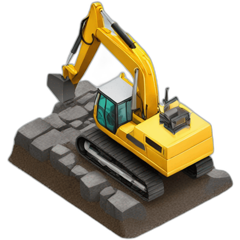 isometric-coin-with-excavator-inside emoji