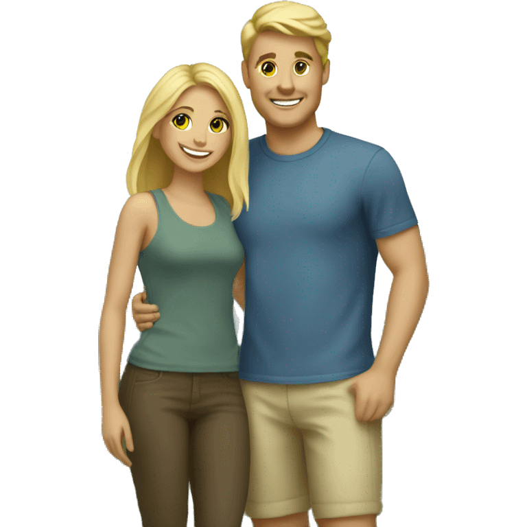 happy couple in nature with blonde hair emoji