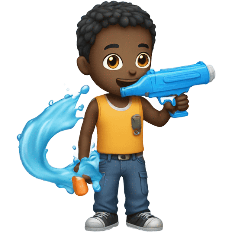 Boy holding water gun emoji