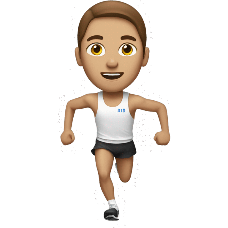 A white marathon runner with brown hair  emoji