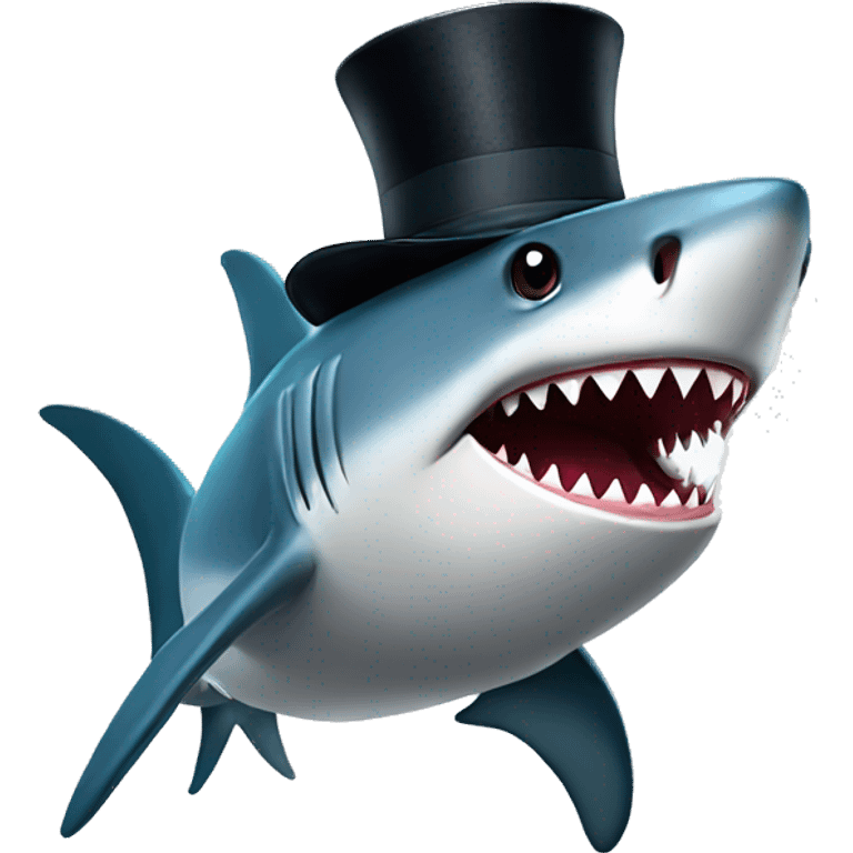 Shark with a top hat emoji