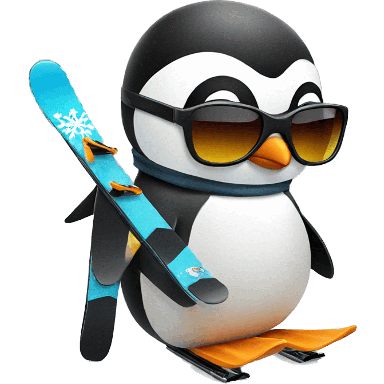 Skiing penguin with sunglasses  emoji