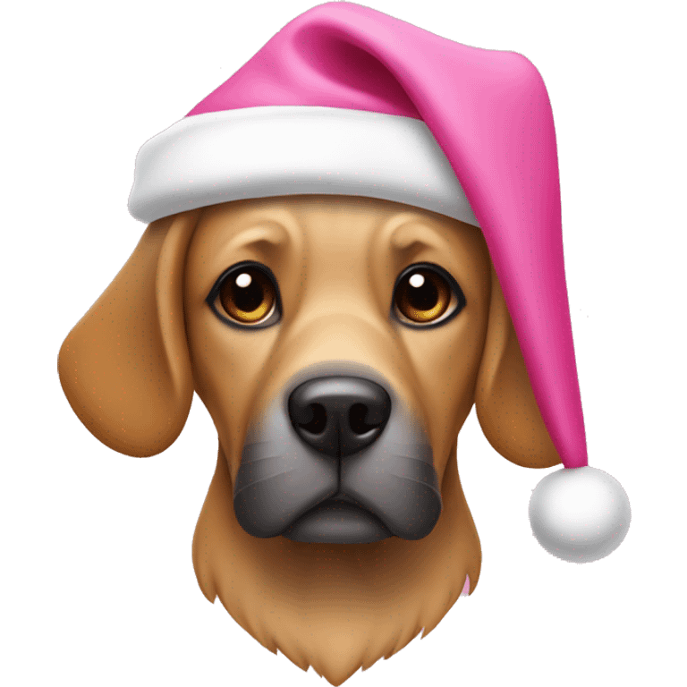 Dog with Santa hat pink  emoji