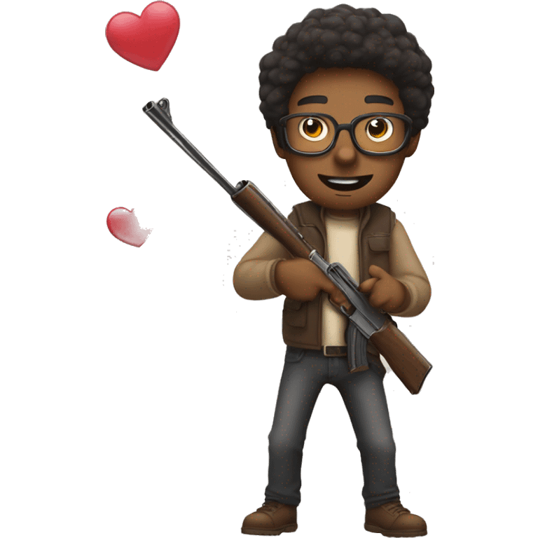 a lighskin beardead glasses guy shooting hearts with a shotgun emoji