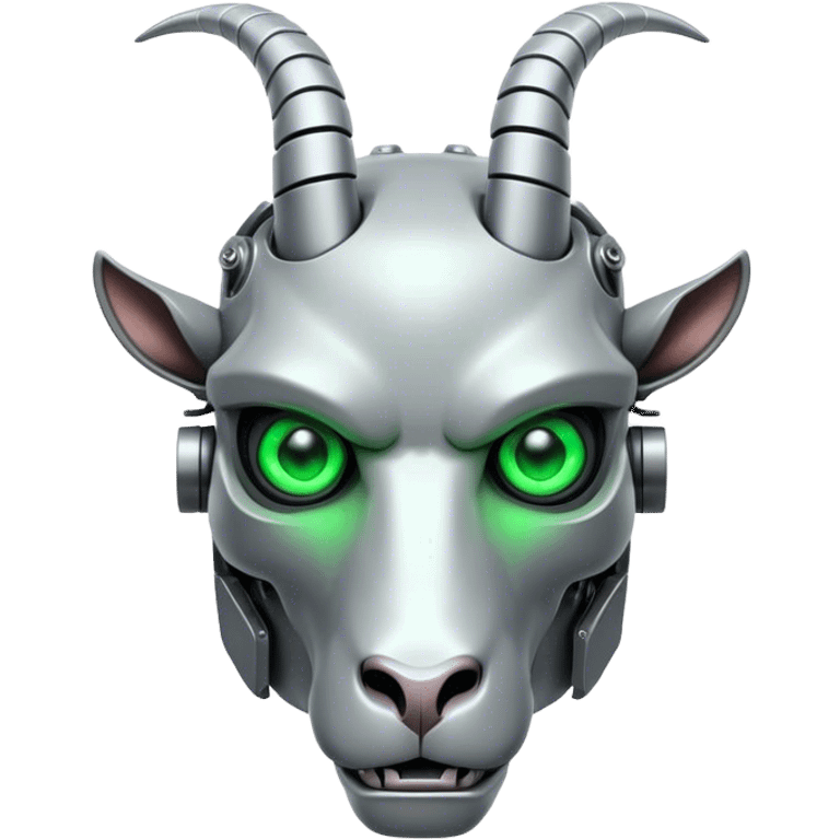 Terminator Goat head green glowing eyes emoji