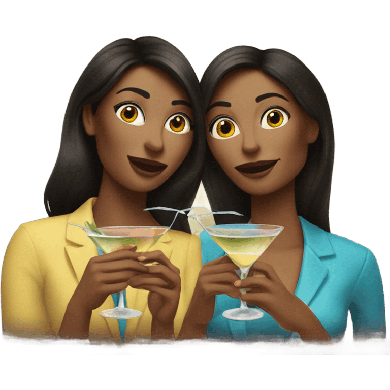  women two friends sipping martinis brunettes emoji