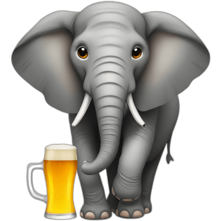 A elephant holding a beer emoji