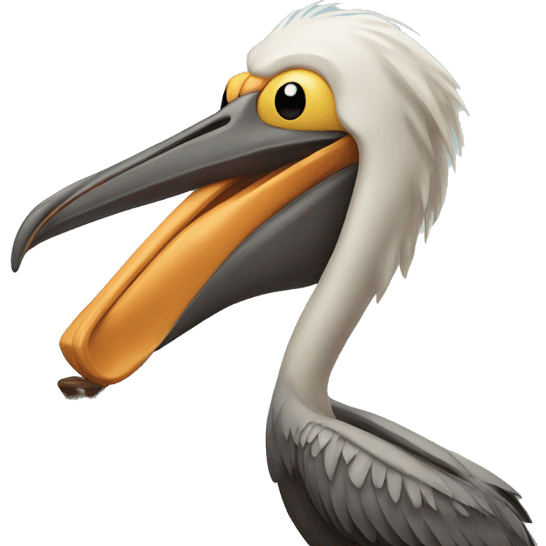 pelican with a moustache and a beard and a cane  emoji