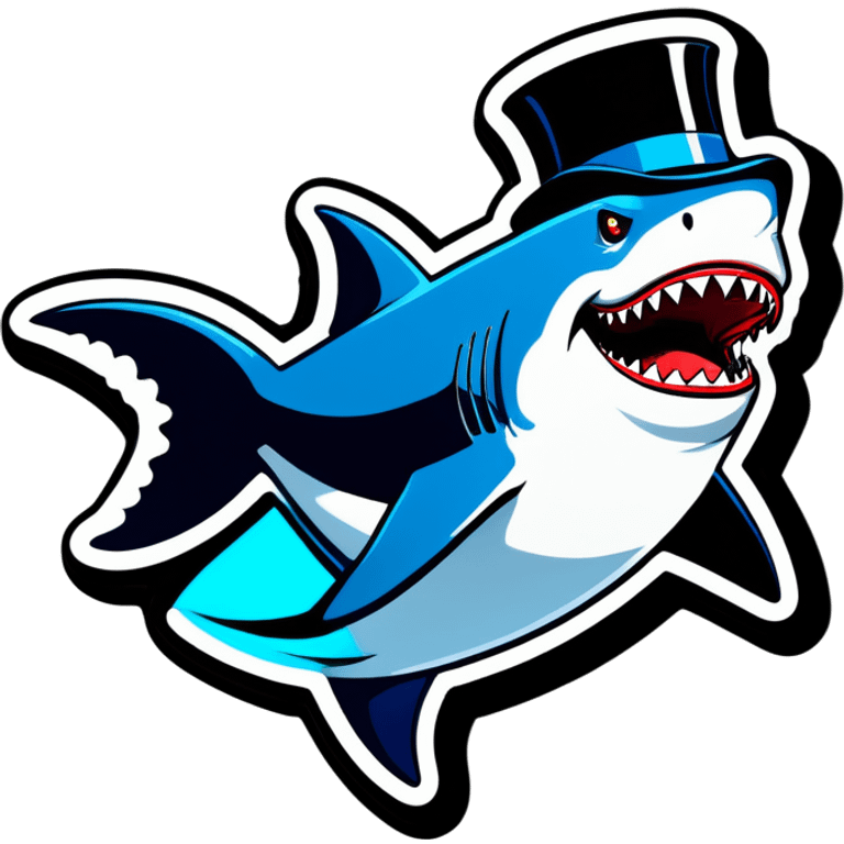 Shark with a top hat emoji