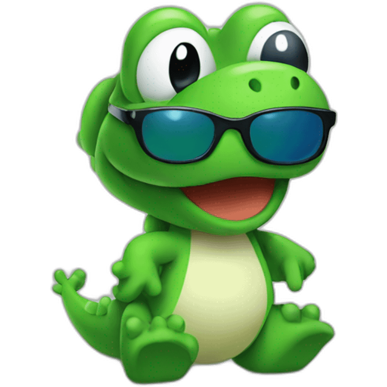 Yoshi wearing sunglasses emoji