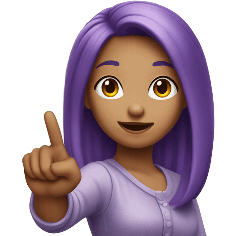 Purple haired girl pointing her finger ￼ emoji