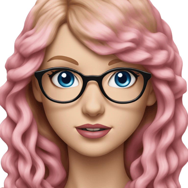 Hyper Realistic Taylor Swift blue eyes and glasses with pink hair  emoji