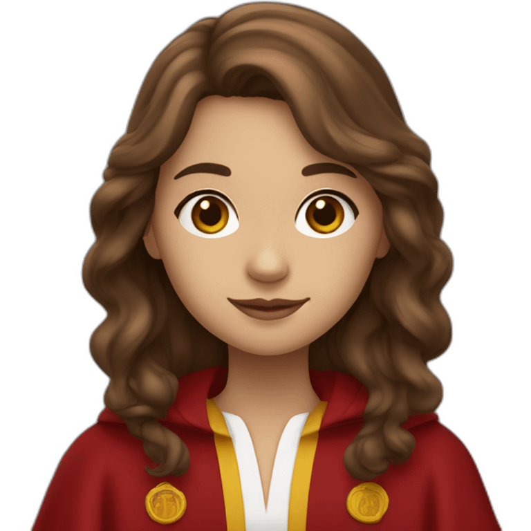 Wavy brown haired girl wearing Gryffindor red robe emoji