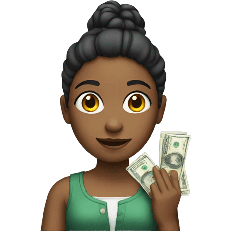 A girl with money emoji