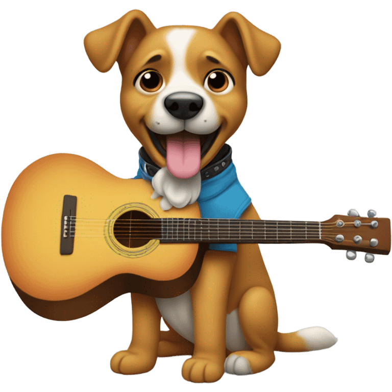 Un perro con una guitarra  emoji