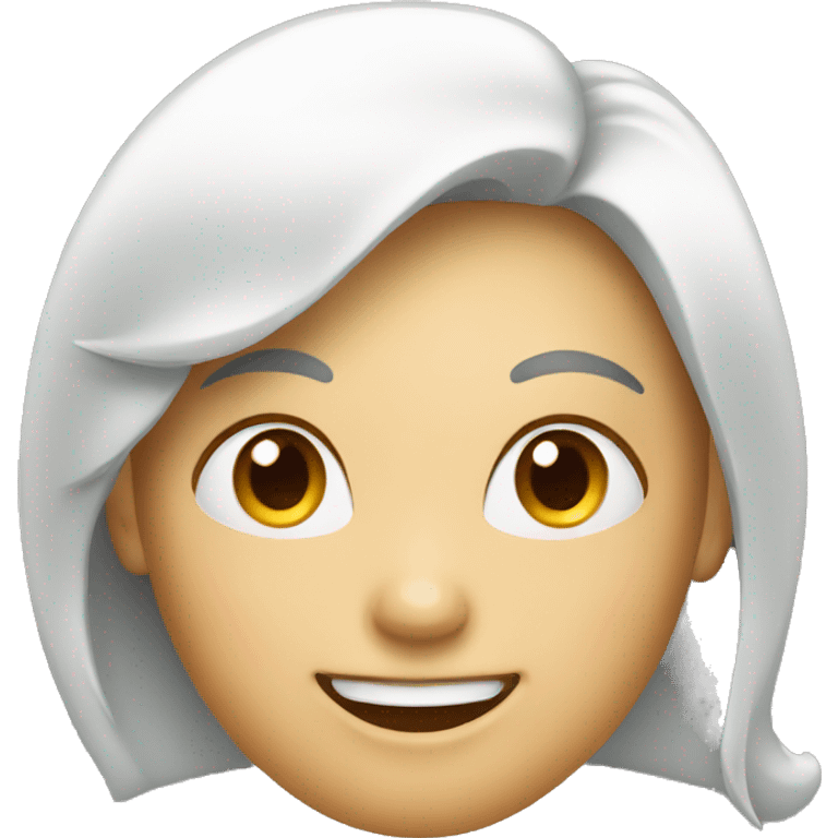 an apple with a smiling woman face emoji