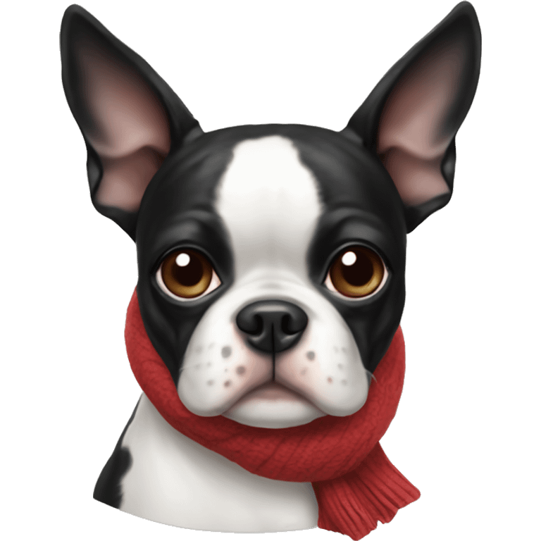 Boston terrier with a scarf emoji