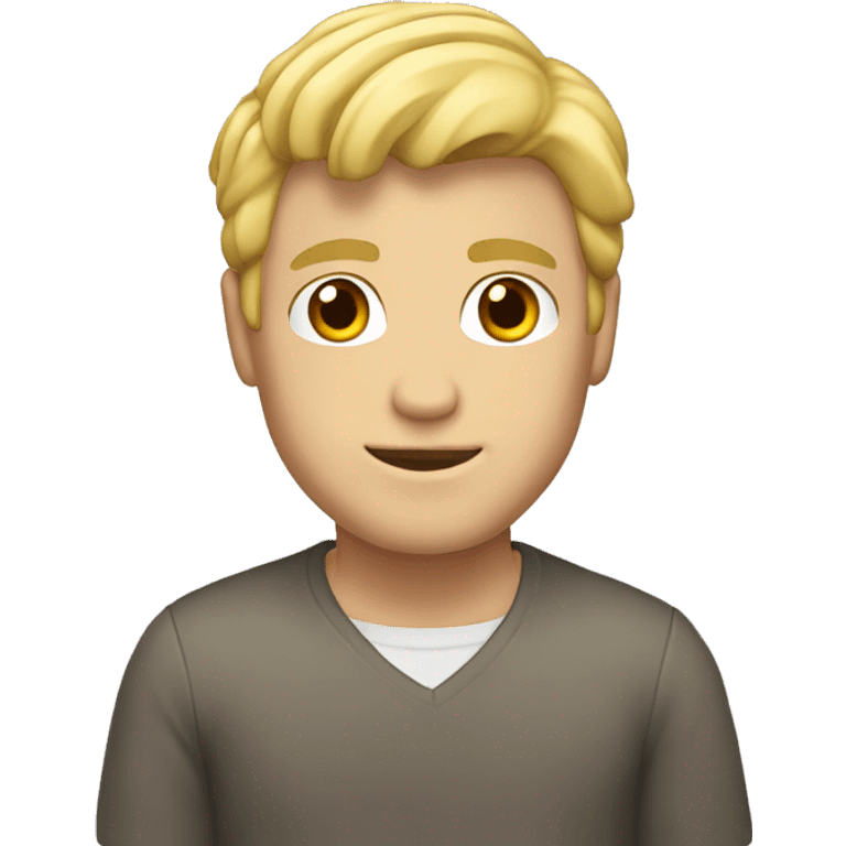 blond hair, male, brown eyes, wave emoji