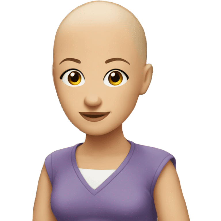 Bald girl with books emoji