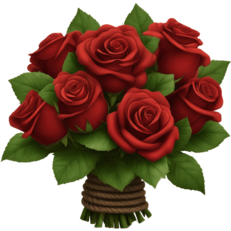 Bouquet red roses binded with rope emoji