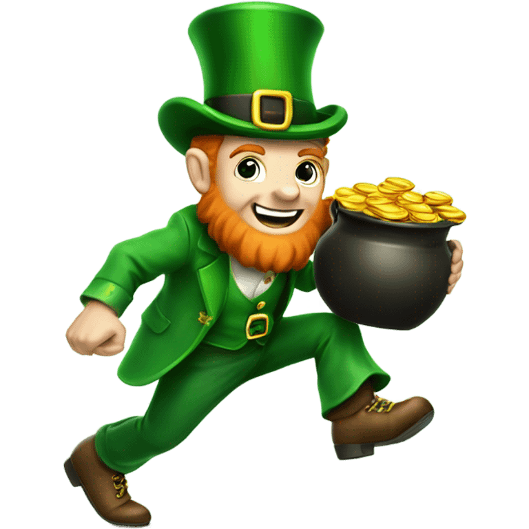 a leprechaun chasing a pot of gold emoji