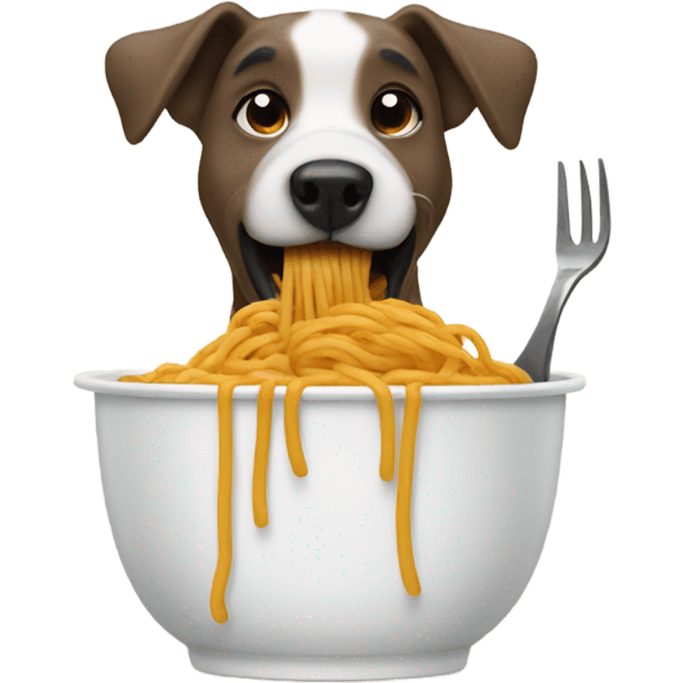 Dog eating spaghetti emoji