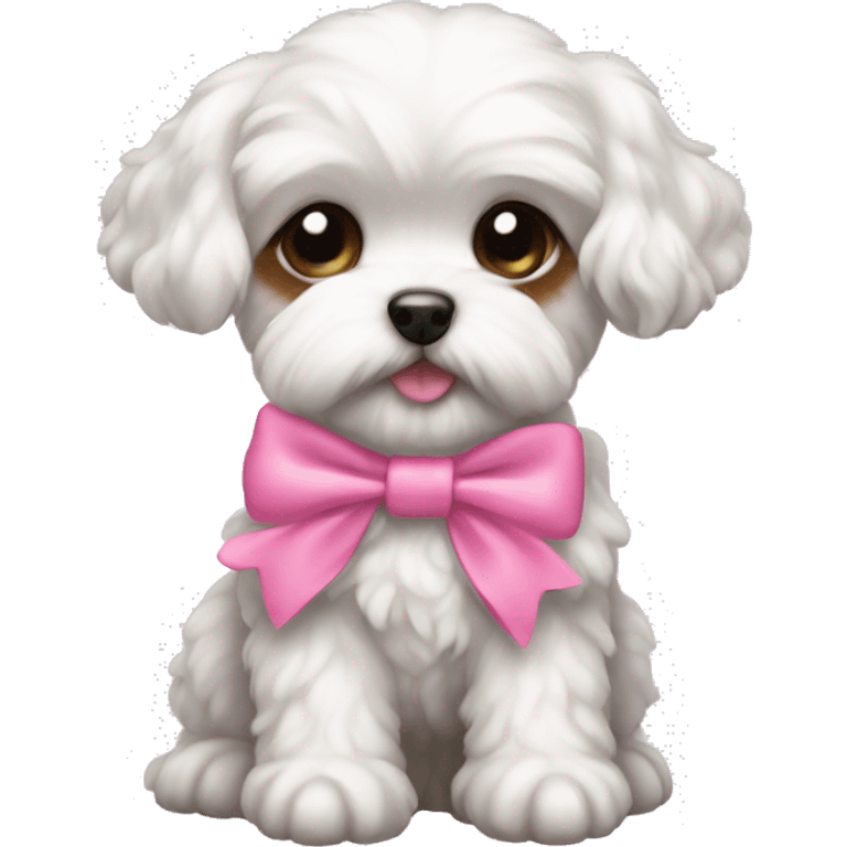 Schichon puppy pink bow emoji