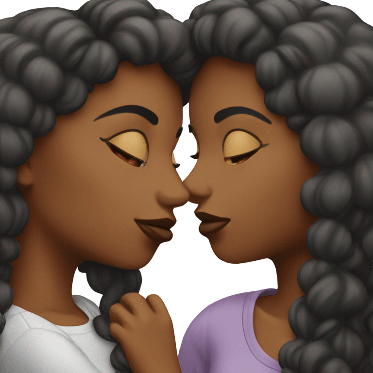 Two black girls kissing  emoji