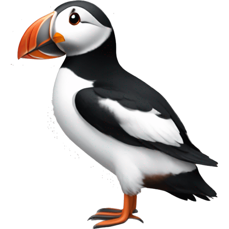 puffin with black polo and name tag emoji