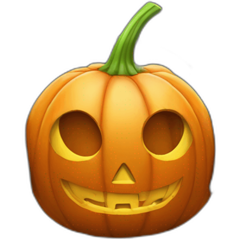 halloween pumpkin with headphones sitting in front of a laptop emoji