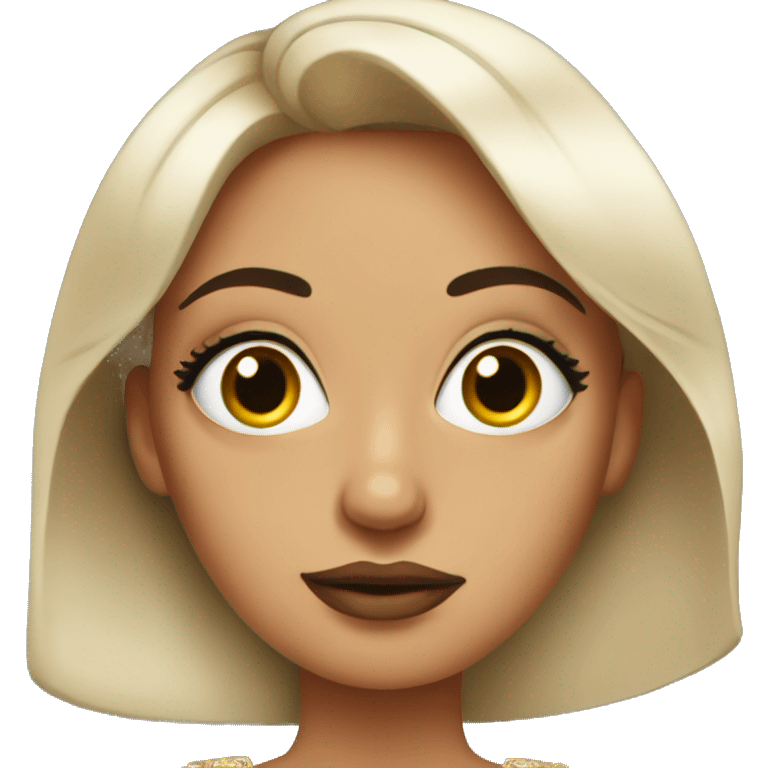 mexican woman with huge cartoon eyes, lips, huge eyelashes, wearing gown emoji