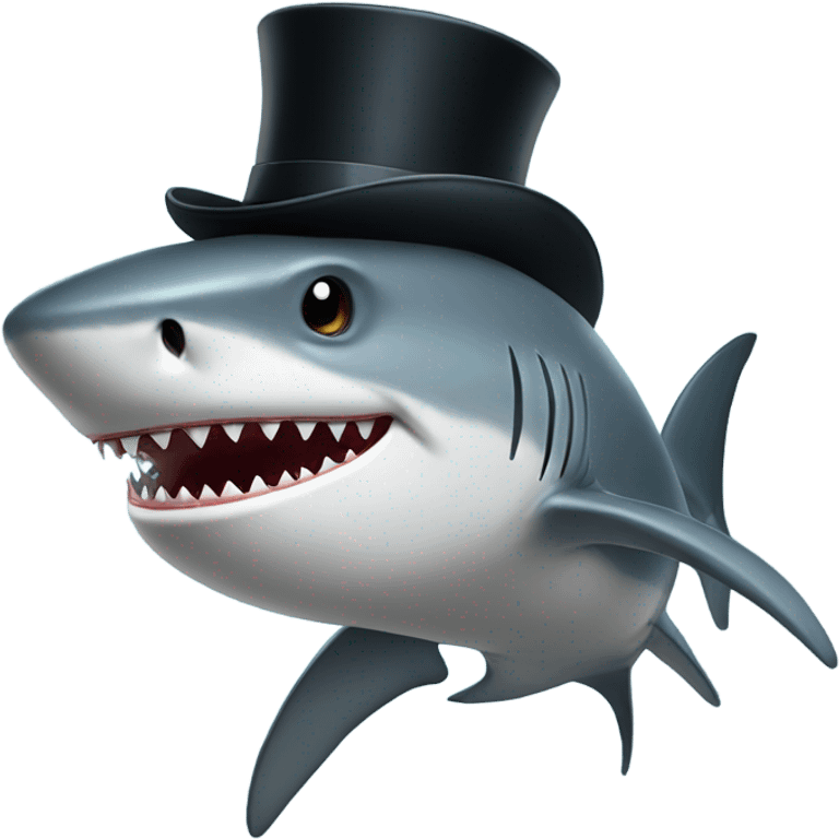 Shark with a top hat emoji