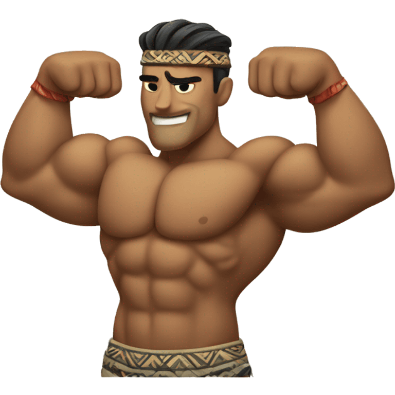 Flexing bicep with Polynesian tribal emoji