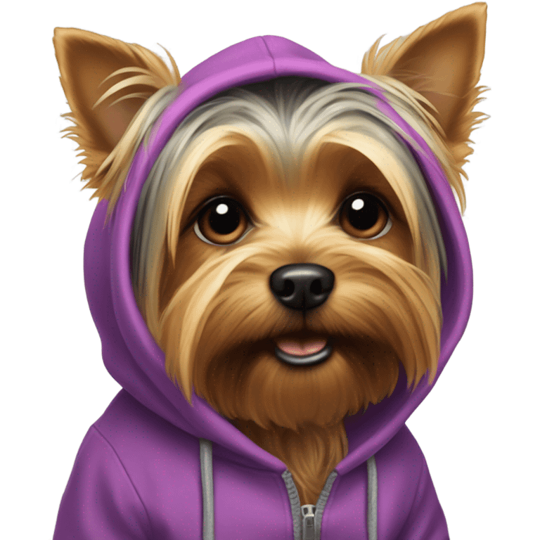 Yorkie wearing hoodie emoji