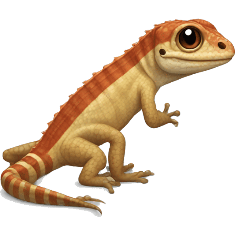 Small lizard with reddish stripes and white spots  emoji