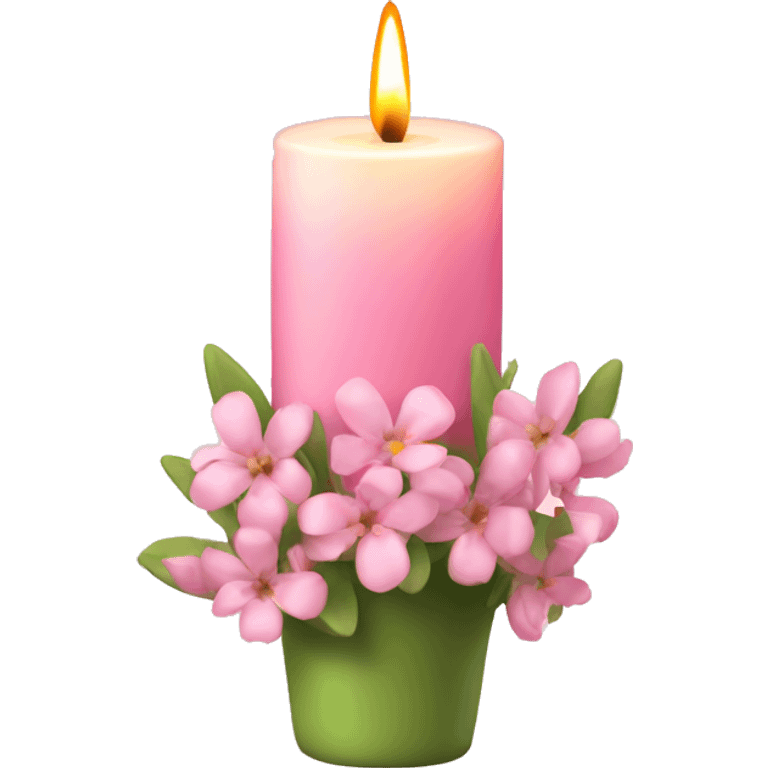 Spring candle with light pink flowers  emoji