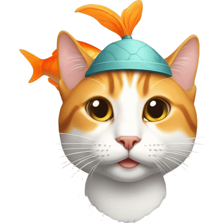 Cat wearing a fish on its head emoji