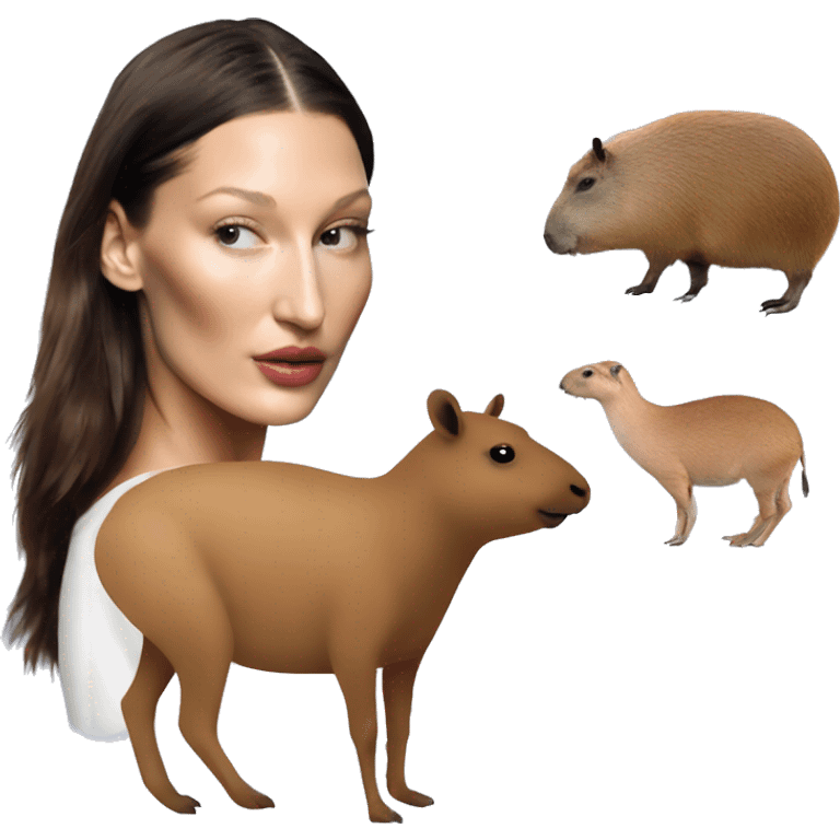 Bella hadid next to a capybara  emoji