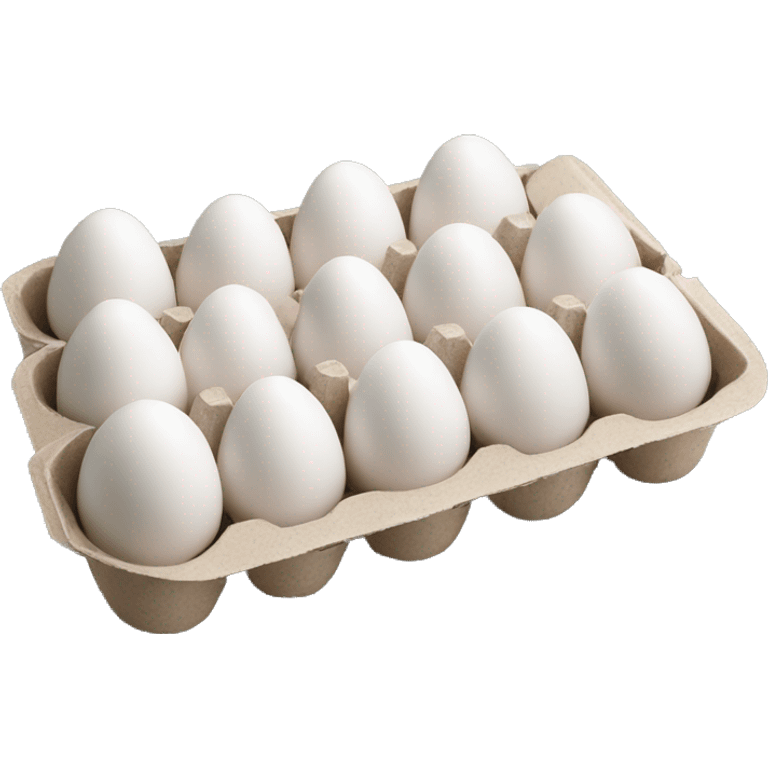 Realistic open carton of white eggs. emoji