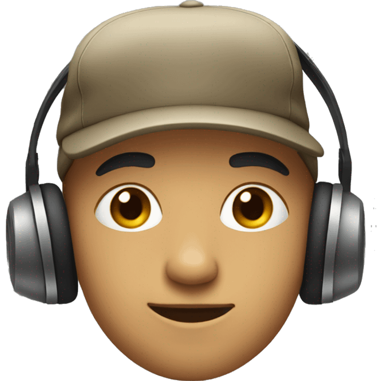 A boy wearing cap and headphones  emoji