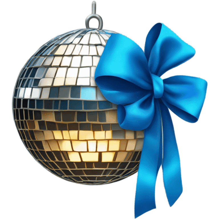 Disco ball with blue bow  emoji