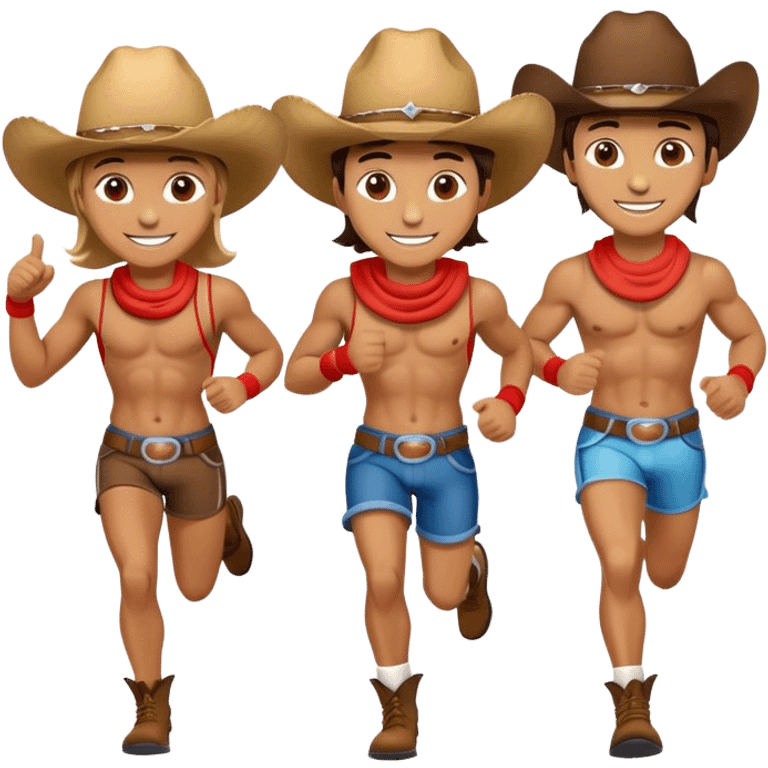 Athletic runners wearing a cowboy hat fun  emoji