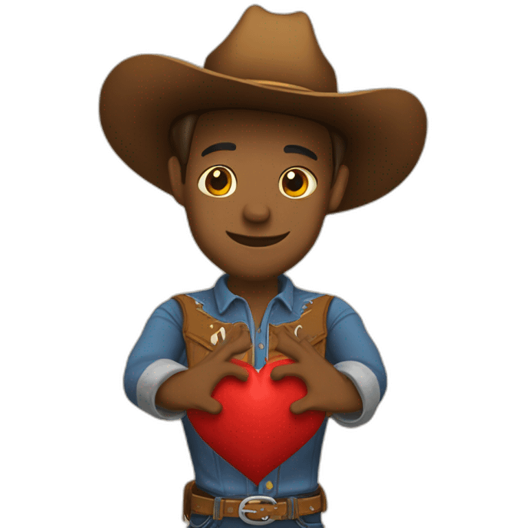 cowboy making love heart hands emoji