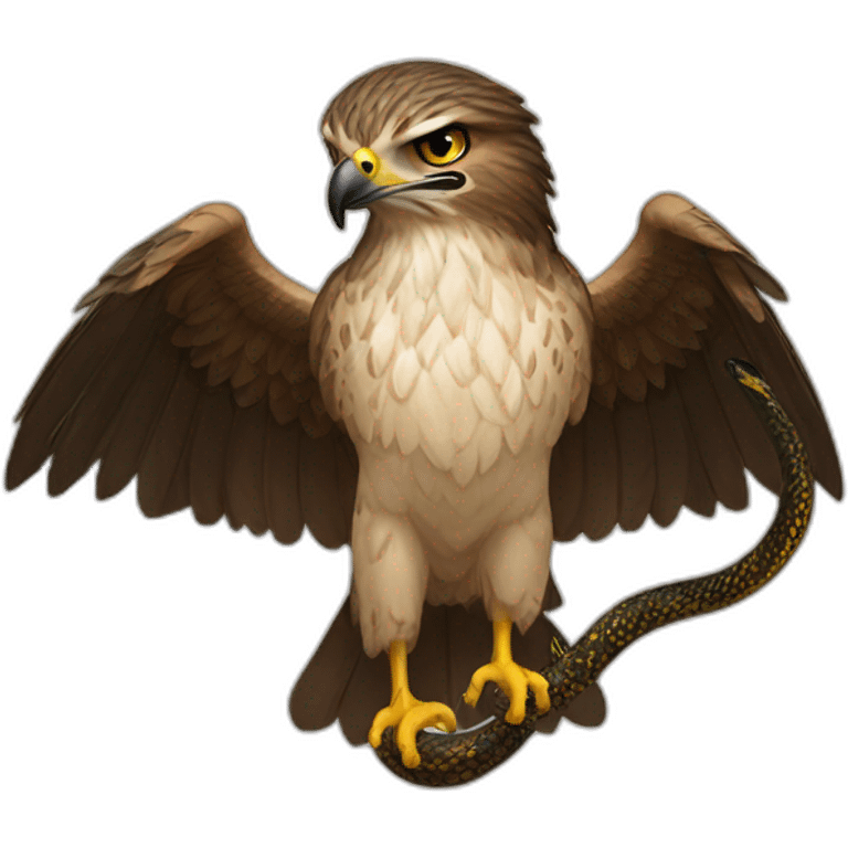 Hawk holding a ouroboros snake emoji