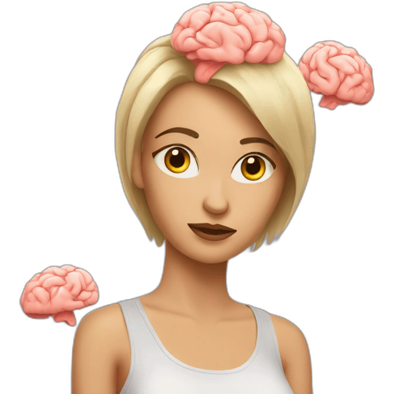 a woman in a tank top with a scattered brain emoji