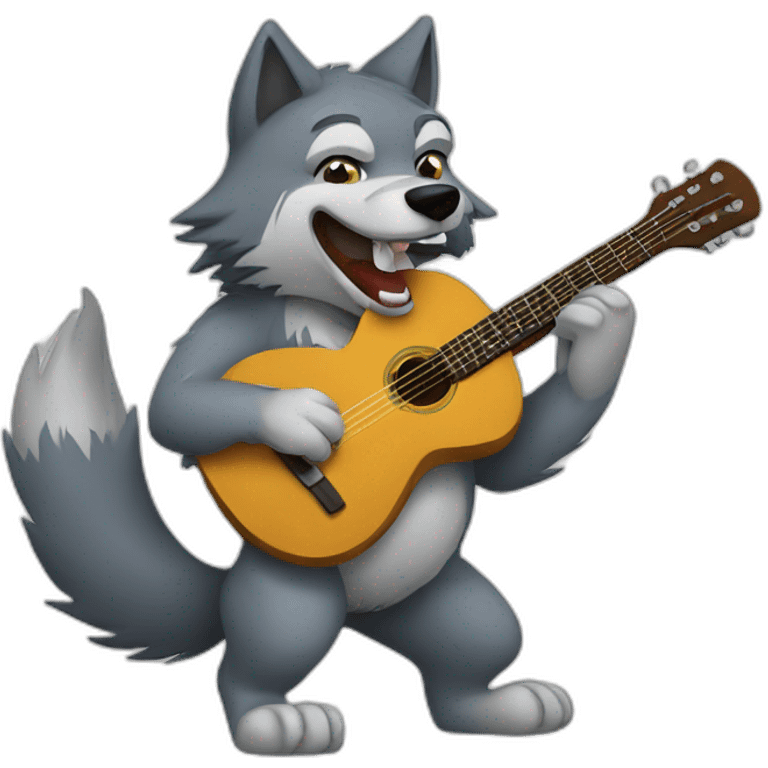 wolf playing guitar emoji