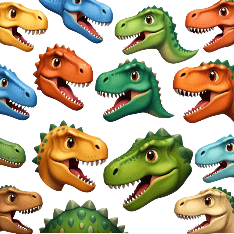 faces of different dinosaurs  emoji